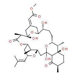 ChemSpider 2D Image | Methyl (2E)-[(3S,5S,7S,10S,11S,16R,19R,20S,21R,24R,29R)-1,11,16,21-tetrahydroxy-10,20,24,29-tetramethyl-5-(2-methyl-1-propen-1-yl)-9,25-dioxo-4,8,27,28-tetraoxapentacyclo[17.7.1.1~3,7~.1~11,15~.0~21,2
6~]nonacos-13-ylidene]acetate | C36H54O12