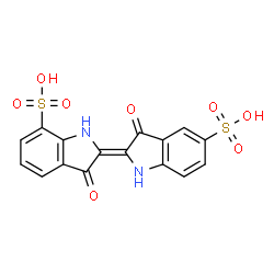 ChemSpider 2D Image | 3,3'-DIOXO-1,1',3,3'-TETRAHYDRO-2,2'-BIINDOLE-5,7'-DISULFONIC ACID | C16H10N2O8S2