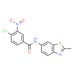 ChemSpider 2D Image | 4-Chloro-N-(2-methyl-1,3-benzothiazol-6-yl)-3-nitrobenzamide | C15H10ClN3O3S