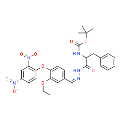 ChemSpider 2D Image | 2-Methyl-2-propanyl (1-{(2Z)-2-[4-(2,4-dinitrophenoxy)-3-ethoxybenzylidene]hydrazino}-1-oxo-3-phenyl-2-propanyl)carbamate (non-preferred name) | C29H31N5O9