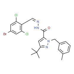 ChemSpider 2D Image | N'-[(Z)-(4-Bromo-2,6-dichlorophenyl)methylene]-1-(3-methylbenzyl)-3-(2-methyl-2-propanyl)-1H-pyrazole-5-carbohydrazide | C23H23BrCl2N4O