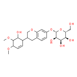 ChemSpider 2D Image | 3-(6-Hydroxy-4,5-dimethoxy-2-cyclohexen-1-yl)-3,4-dihydro-2H-chromen-7-yl beta-D-allopyranoside | C23H32O10