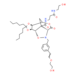 ChemSpider 2D Image | (1S,2S,6S,10R)-11-{3-[2-(2-Hydroxyethoxy)vinyl]benzyl}-N-{3-[(2-hydroxyethyl)amino]-3-oxopropyl}-9-oxo-4,4-dipentyl-3,5,8,12-tetraoxa-11-azatetracyclo[5.5.2.0~2,6~.0~10,13~]tetradecane-13-carboxamide | C36H53N3O10