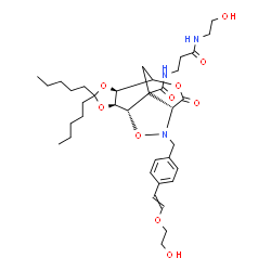 ChemSpider 2D Image | (1S,2S,6S,10R)-11-{4-[2-(2-Hydroxyethoxy)vinyl]benzyl}-N-{3-[(2-hydroxyethyl)amino]-3-oxopropyl}-9-oxo-4,4-dipentyl-3,5,8,12-tetraoxa-11-azatetracyclo[5.5.2.0~2,6~.0~10,13~]tetradecane-13-carboxamide | C36H53N3O10