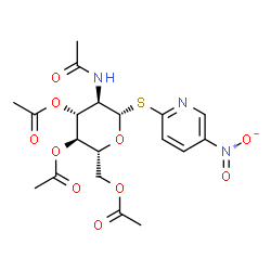 ChemSpider 2D Image | 5-Nitro-2-pyridinyl 2-acetamido-3,4,6-tri-O-acetyl-2-deoxy-1-thio-beta-D-glucopyranoside | C19H23N3O10S