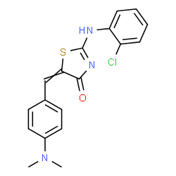ChemSpider 2D Image | 2-[(2-Chlorophenyl)amino]-5-[4-(dimethylamino)benzylidene]-1,3-thiazol-4(5H)-one | C18H16ClN3OS