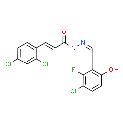 ChemSpider 2D Image | (2E)-N'-[(Z)-(3-Chloro-2-fluoro-6-hydroxyphenyl)methylene]-3-(2,4-dichlorophenyl)acrylohydrazide | C16H10Cl3FN2O2