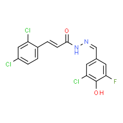 ChemSpider 2D Image | (2E)-N'-[(Z)-(3-Chloro-5-fluoro-4-hydroxyphenyl)methylene]-3-(2,4-dichlorophenyl)acrylohydrazide | C16H10Cl3FN2O2