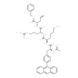 ChemSpider 2D Image | N-Acetyl-4-(9-anthryl)-L-phenylalanyl-D-lysyl-N-[(2S)-1-(benzyloxy)-1-oxo-4-penten-2-yl]-N~5~-(diaminomethylene)-D-ornithinamide | C49H58N8O6