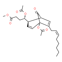 ChemSpider 2D Image | Methyl (4S,5R,10beta,14Z)-4,8-diacetoxy-9-oxo-5,10-cycloprosta-6,11,14-trien-1-oate | C25H34O7