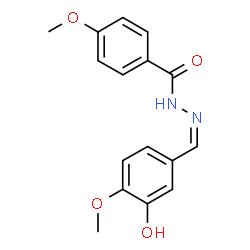 ChemSpider 2D Image | N'-[(Z)-(3-Hydroxy-4-methoxyphenyl)methylene]-4-methoxybenzohydrazide | C16H16N2O4