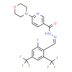 ChemSpider 2D Image | N'-{(Z)-[2-Fluoro-4,6-bis(trifluoromethyl)phenyl]methylene}-6-(4-morpholinyl)nicotinohydrazide | C19H15F7N4O2