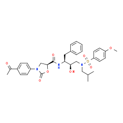 ChemSpider 2D Image | (5s)-3-(4-Acetylphenyl)-N-[(1s,2r)-1-Benzyl-2-Hydroxy-3-{isobutyl[(4-Methoxyphenyl)sulfonyl]amino}propyl]-2-Oxo-1,3-Oxazolidine-5-Carboxamide | C33H39N3O8S