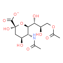 ChemSpider 2D Image | (6R)-5-Acetamido-6-[(1R,2R)-3-acetoxy-1,2-dihydroxypropyl]-3,5-dideoxy-alpha-L-threo-hex-2-ulopyranosonate | C13H20NO10