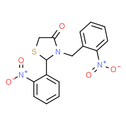 ChemSpider 2D Image | 3-(2-Nitrobenzyl)-2-(2-nitrophenyl)-1,3-thiazolidin-4-one | C16H13N3O5S