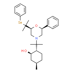 ChemSpider 2D Image | (1R,2S,5R)-5-Methyl-2-(2-{(2S,6S)-2-phenyl-6-[2-(phenylselanyl)-2-propanyl]-4-morpholinyl}-2-propanyl)cyclohexanol | C29H41NO2Se