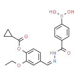 ChemSpider 2D Image | (4-{[(2Z)-2-{4-[(Cyclopropylcarbonyl)oxy]-3-ethoxybenzylidene}hydrazino]carbonyl}phenyl)boronic acid | C20H21BN2O6