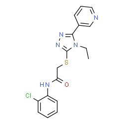 ChemSpider 2D Image | N-(2-Chlorophenyl)-2-{[4-ethyl-5-(3-pyridinyl)-4H-1,2,4-triazol-3-yl]sulfanyl}acetamide | C17H16ClN5OS