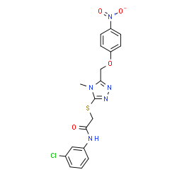 ChemSpider 2D Image | N-(3-Chlorophenyl)-2-({4-methyl-5-[(4-nitrophenoxy)methyl]-4H-1,2,4-triazol-3-yl}sulfanyl)acetamide | C18H16ClN5O4S