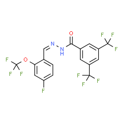 ChemSpider 2D Image | N'-{(Z)-[4-Fluoro-2-(trifluoromethoxy)phenyl]methylene}-3,5-bis(trifluoromethyl)benzohydrazide | C17H8F10N2O2