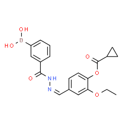 ChemSpider 2D Image | (3-{[(2Z)-2-{4-[(Cyclopropylcarbonyl)oxy]-3-ethoxybenzylidene}hydrazino]carbonyl}phenyl)boronic acid | C20H21BN2O6