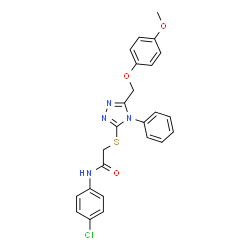 ChemSpider 2D Image | N-(4-Chlorophenyl)-2-({5-[(4-methoxyphenoxy)methyl]-4-phenyl-4H-1,2,4-triazol-3-yl}sulfanyl)acetamide | C24H21ClN4O3S