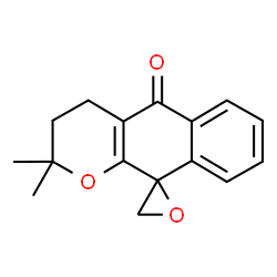 ChemSpider 2D Image | 2,2-Dimethyl-3,4-dihydro-2H,5H-spiro[benzo[g]chromene-10,2'-oxiran]-5-one | C16H16O3
