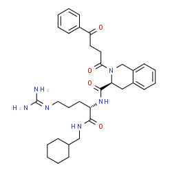 ChemSpider 2D Image | (3S)-N-{(2S)-1-[(Cyclohexylmethyl)amino]-5-[(diaminomethylene)amino]-1-oxo-2-pentanyl}-2-(4-oxo-4-phenylbutanoyl)-1,2,3,4-tetrahydro-3-isoquinolinecarboxamide | C33H44N6O4