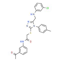ChemSpider 2D Image | N-(3-Acetylphenyl)-2-{[5-{[(3-chlorophenyl)amino]methyl}-4-(4-methylphenyl)-4H-1,2,4-triazol-3-yl]sulfanyl}acetamide | C26H24ClN5O2S