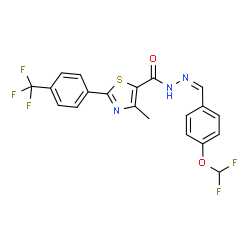 ChemSpider 2D Image | N'-{(Z)-[4-(Difluoromethoxy)phenyl]methylene}-4-methyl-2-[4-(trifluoromethyl)phenyl]-1,3-thiazole-5-carbohydrazide | C20H14F5N3O2S