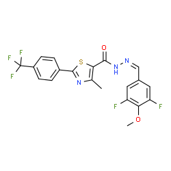 ChemSpider 2D Image | N'-[(Z)-(3,5-Difluoro-4-methoxyphenyl)methylene]-4-methyl-2-[4-(trifluoromethyl)phenyl]-1,3-thiazole-5-carbohydrazide | C20H14F5N3O2S