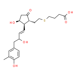 ChemSpider 2D Image | 4-[(2-{(1R,2R,3S)-3-Hydroxy-2-[(1E)-3-hydroxy-4-(4-hydroxy-3-methylphenyl)-1-buten-1-yl]-5-oxocyclopentyl}ethyl)sulfanyl]butanoic acid | C22H30O6S