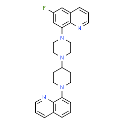 ChemSpider 2D Image | 6-Fluoro-8-{4-[1-(8-quinolinyl)-4-piperidinyl]-1-piperazinyl}quinoline | C27H28FN5