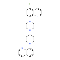 ChemSpider 2D Image | 5-Fluoro-8-{4-[1-(8-quinolinyl)-4-piperidinyl]-1-piperazinyl}quinoline | C27H28FN5