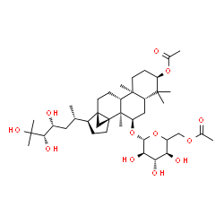 ChemSpider 2D Image | (3alpha,7alpha,13alpha,17alpha,20S,23R,24S)-7-{[(5xi)-6-O-Acetyl-beta-D-xylo-hexopyranosyl]oxy}-23,24,25-trihydroxy-13,30-cyclodammaran-3-yl acetate | C40H66O12