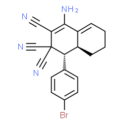 ChemSpider 2D Image | (1R,8aS)-4-Amino-1-(4-bromophenyl)-6,7,8,8a-tetrahydro-2,2,3(1H)-naphthalenetricarbonitrile | C19H15BrN4