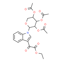 ChemSpider 2D Image | 3-[Ethoxy(oxo)acetyl]-1-(2,3,4-tri-O-acetylpentopyranosyl)-1H-indole | C23H25NO10