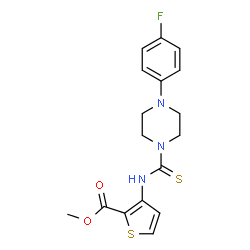 ChemSpider 2D Image | Methyl 3-({[4-(4-fluorophenyl)-1-piperazinyl]carbonothioyl}amino)-2-thiophenecarboxylate | C17H18FN3O2S2