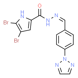 ChemSpider 2D Image | 4,5-Dibromo-N'-{(Z)-[4-(2H-1,2,3-triazol-2-yl)phenyl]methylene}-1H-pyrrole-2-carbohydrazide | C14H10Br2N6O