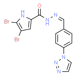 ChemSpider 2D Image | 4,5-Dibromo-N'-{(Z)-[4-(1H-1,2,3-triazol-1-yl)phenyl]methylene}-1H-pyrrole-2-carbohydrazide | C14H10Br2N6O