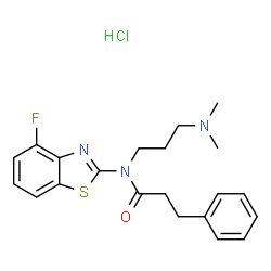ChemSpider 2D Image | N-[3-(Dimethylamino)propyl]-N-(4-fluoro-1,3-benzothiazol-2-yl)-3-phenylpropanamide hydrochloride (1:1) | C21H25ClFN3OS