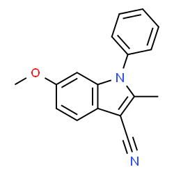ChemSpider 2D Image | 6-Methoxy-2-methyl-1-phenyl-1H-indole-3-carbonitrile | C17H14N2O