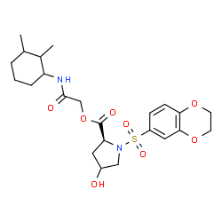 ChemSpider 2D Image | 2-[(2,3-Dimethylcyclohexyl)amino]-2-oxoethyl 1-(2,3-dihydro-1,4-benzodioxin-6-ylsulfonyl)-4-hydroxy-L-prolinate | C23H32N2O8S