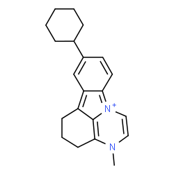 ChemSpider 2D Image | 8-Cyclohexyl-3-methyl-3,4,5,6-tetrahydropyrazino[3,2,1-jk]carbazol-11-ium | C21H25N2