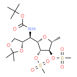 ChemSpider 2D Image | (1S)-1,4-Anhydro-5-deoxy-1-[(R)-[(4S)-2,2-dimethyl-1,3-dioxolan-4-yl]({[(2-methyl-2-propanyl)oxy]carbonyl}amino)methyl]-2,3-bis-O-(methylsulfonyl)-D-arabinitol | C18H33NO11S2