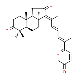 ChemSpider 2D Image | (3E,3aS,5aR,9aR,9bS)-3a,6,6,9a-Tetramethyl-3-[(3E,5E,8Z)-6-methyl-7,10-dioxo-3,5,8-undecatrien-2-ylidene]decahydro-1H-cyclopenta[a]naphthalene-2,7-dione | C29H38O4