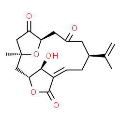ChemSpider 2D Image | (1S,3R,6Z,9S,13R,17S)-17-Hydroxy-9-isopropenyl-1-methyl-4,16-dioxatricyclo[11.2.1.1~3,6~]heptadec-6-ene-5,11,14-trione | C19H24O6