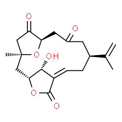 ChemSpider 2D Image | (1S,3R,6Z,9S,13R,17R)-17-Hydroxy-9-isopropenyl-1-methyl-4,16-dioxatricyclo[11.2.1.1~3,6~]heptadec-6-ene-5,11,14-trione | C19H24O6