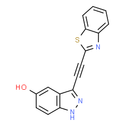 ChemSpider 2D Image | 3-(1,3-Benzothiazol-2-ylethynyl)-1H-indazol-5-ol | C16H9N3OS