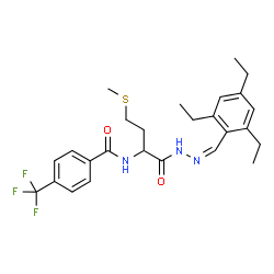 ChemSpider 2D Image | N-{4-(Methylsulfanyl)-1-oxo-1-[(2Z)-2-(2,4,6-triethylbenzylidene)hydrazino]-2-butanyl}-4-(trifluoromethyl)benzamide (non-preferred name) | C26H32F3N3O2S